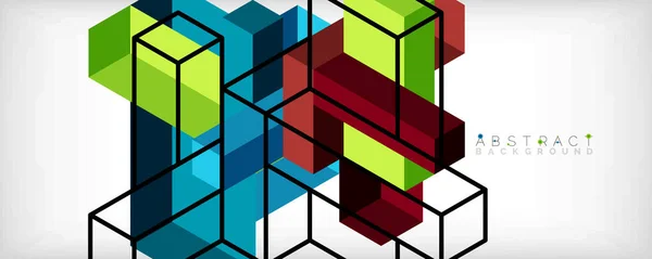 Contexte abstrait. Cubes 3d, éléments cubiques et blocs. Techno ou concept d'entreprise pour papier peint, bannière, fond, page de destination — Image vectorielle