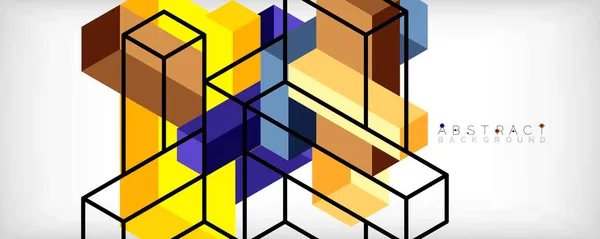 Fundo abstrato. cubos 3d, elementos cúbicos e blocos. Techno ou conceito de negócio para papel de parede, banner, fundo, landing page —  Vetores de Stock