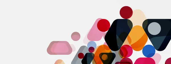 Bolhas de cor e formas geométricas arredondadas no branco. Vetor geométrico fundo abstrato mínimo para papel de parede, banner, fundo, landing page — Vetor de Stock