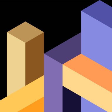 Soyut arkaplan. 3 boyutlu küp, küp elementler ve bloklar. Duvar kağıdı, afiş, arkaplan, iniş sayfası için tekno veya iş konsepti