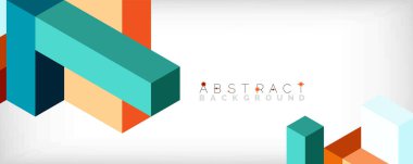 Soyut arkaplan. 3 boyutlu küp, küp elementler ve bloklar. Duvar kağıdı, afiş, arkaplan, iniş sayfası için tekno veya iş konsepti