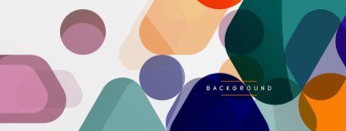 Beyaz üzerine renkli baloncuklar ve yuvarlak geometrik şekiller. Duvar kağıdı, pankart, arkaplan, iniş sayfası için vektör geometrik asgari özet arkaplan