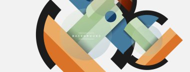 Geometrik şekiller bileşim soyut arkaplan. Çember çizgileri ve dikdörtgenler. Duvar kağıdı afişi veya iniş sayfası için vektör illüstrasyonu