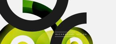 Yuvarlak şekiller daireler ve diğer geometrik şekiller. Duvar kağıdı afişi arkaplan kartı veya iniş sayfası için vektör illüstrasyonu