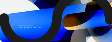 Yuvarlak şekiller daireler ve diğer geometrik şekiller. Duvar kağıdı afişi arkaplan kartı veya iniş sayfası için vektör illüstrasyonu