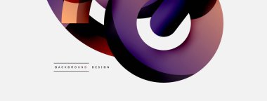 Yuvarlak şekiller daireler ve diğer geometrik şekiller. Duvar kağıdı afişi arkaplan kartı veya iniş sayfası için vektör illüstrasyonu