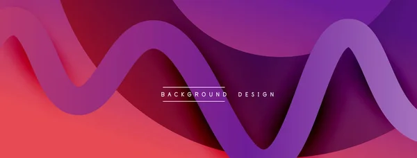 Abstract gradient background with wave line with shadow effect. Geometric composition. 3D shadow effects and fluid gradients — Stock Vector