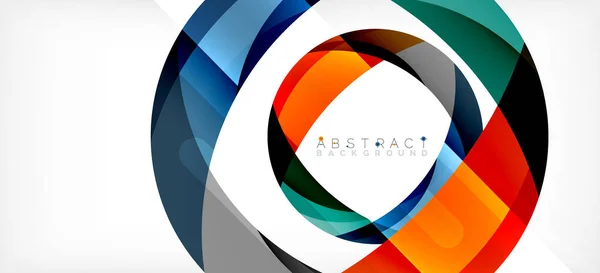 Geometrické abstraktní pozadí. Kruh vytvořený s překrývajícími se tvary barev. Vektorové ilustrace pro tapetu, nápis, pozadí, přistávací stránka — Stockový vektor