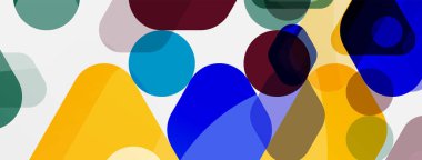 Beyaz üzerine renkli baloncuklar ve yuvarlak geometrik şekiller. Duvar kağıdı, pankart, arkaplan, iniş sayfası için vektör geometrik asgari özet arkaplan