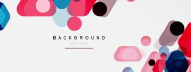 Beyaz üzerine renkli baloncuklar ve yuvarlak geometrik şekiller. Duvar kağıdı, pankart, arkaplan, iniş sayfası için vektör geometrik asgari özet arkaplan