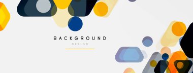 Beyaz üzerine renkli baloncuklar ve yuvarlak geometrik şekiller. Duvar kağıdı, pankart, arkaplan, iniş sayfası için vektör geometrik asgari özet arkaplan