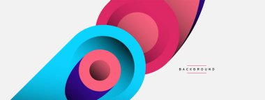 Soyut arkaplan. Minimum geometrik daireler ve koyu gölgeli yuvarlak şekiller. Duvar kağıdı afişi veya arkaplan için moda teknoloji iş şablonu