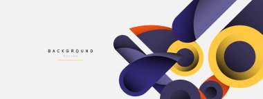 Soyut arkaplan. Minimum geometrik daireler ve koyu gölgeli yuvarlak şekiller. Duvar kağıdı afişi veya arkaplan için moda teknoloji iş şablonu