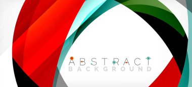 Geometrik soyut arkaplan. Üst üste binen renk şekilleriyle çember oluşturuldu. Duvar Kağıdı, Sancak, Arkaplan, İniş Sayfası için Vektör İllüstrasyonu