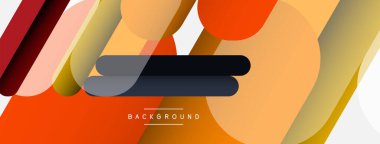 Yuvarlak şekiller ve çizgiler üst üste biniyor. Duvar kağıdı afişi veya iniş sayfası için vektör illüstrasyonu