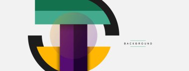 Geometrik şekiller bileşim soyut arkaplan. Çember çizgileri ve dikdörtgenler. Duvar kağıdı afişi veya iniş sayfası için vektör illüstrasyonu