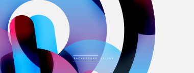 Yuvarlak şekiller daireler ve diğer geometrik şekiller. Duvar kağıdı afişi arkaplan kartı veya iniş sayfası için vektör illüstrasyonu