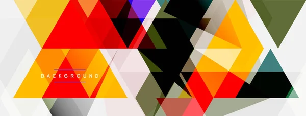Composition des triangles de couleur, fond abstrait géométrique. Techno ou concept d'entreprise, motif pour papier peint, bannière, fond, page de destination — Image vectorielle
