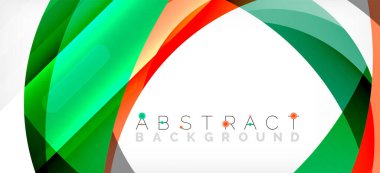 Geometrik soyut arkaplan. Üst üste binen renk şekilleriyle çember oluşturuldu. Duvar Kağıdı, Sancak, Arkaplan, İniş Sayfası için Vektör İllüstrasyonu