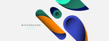 Soyut arkaplan. Minimum geometrik daireler ve koyu gölgeli yuvarlak şekiller. Duvar kağıdı afişi veya arkaplan için moda teknoloji iş şablonu