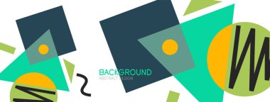 Soyut arkaplan. Bloklar, çizgiler, üçgenler, daireler. Duvar kağıdı, afiş, arkaplan, iniş sayfası için tekno veya iş konsepti