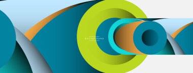 Soyut arkaplan. Minimum geometrik daireler ve koyu gölgeli yuvarlak şekiller. Duvar kağıdı afişi veya arkaplan için moda teknoloji iş şablonu