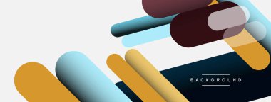 Yuvarlak şekiller ve çizgiler üst üste biniyor. Duvar kağıdı afişi veya iniş sayfası için vektör illüstrasyonu