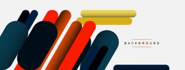 Yuvarlak şekiller ve çizgiler üst üste biniyor. Duvar kağıdı afişi veya iniş sayfası için vektör illüstrasyonu