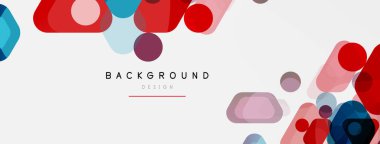 Beyaz üzerine renkli baloncuklar ve yuvarlak geometrik şekiller. Duvar kağıdı, pankart, arkaplan, iniş sayfası için vektör geometrik asgari özet arkaplan