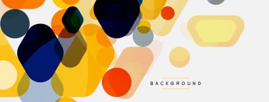 Beyaz üzerine renkli baloncuklar ve yuvarlak geometrik şekiller. Duvar kağıdı, pankart, arkaplan, iniş sayfası için vektör geometrik asgari özet arkaplan