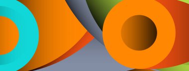 Soyut arkaplan. Minimum geometrik daireler ve koyu gölgeli yuvarlak şekiller. Duvar kağıdı afişi veya arkaplan için moda teknoloji iş şablonu