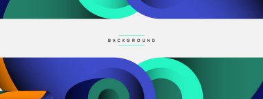 Soyut arkaplan. Minimum geometrik daireler ve koyu gölgeli yuvarlak şekiller. Duvar kağıdı afişi veya arkaplan için moda teknoloji iş şablonu