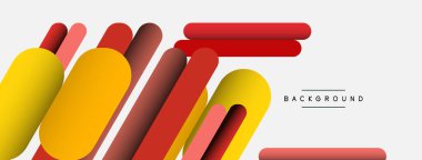 Yuvarlak şekiller ve çizgiler üst üste biniyor. Duvar kağıdı afişi veya iniş sayfası için vektör illüstrasyonu