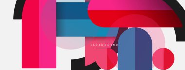 Geometrik şekiller bileşim soyut arkaplan. Çember çizgileri ve dikdörtgenler. Duvar kağıdı afişi veya iniş sayfası için vektör illüstrasyonu