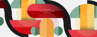 Geometrik şekiller bileşim soyut arkaplan. Çember çizgileri ve dikdörtgenler. Duvar kağıdı afişi veya iniş sayfası için vektör illüstrasyonu