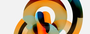 Yuvarlak şekiller daireler ve diğer geometrik şekiller. Duvar kağıdı afişi arkaplan kartı veya iniş sayfası için vektör illüstrasyonu