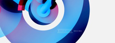 Yuvarlak şekiller daireler ve diğer geometrik şekiller. Duvar kağıdı afişi arkaplan kartı veya iniş sayfası için vektör illüstrasyonu