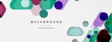 Beyaz üzerine renkli baloncuklar ve yuvarlak geometrik şekiller. Duvar kağıdı, pankart, arkaplan, iniş sayfası için vektör geometrik asgari özet arkaplan