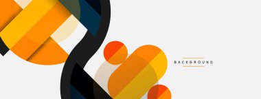 Geometrik şekiller bileşim soyut arkaplan. Çember çizgileri ve dikdörtgenler. Duvar kağıdı afişi veya iniş sayfası için vektör illüstrasyonu