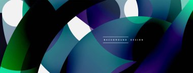 Yuvarlak şekiller daireler ve diğer geometrik şekiller. Duvar kağıdı afişi arkaplan kartı veya iniş sayfası için vektör illüstrasyonu