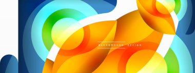 Renkli geometrik şekilli soyut arkaplan. Yuvarlak şekilli, daire ve çizgilerle çok güzel bir arka plan. Geometrik tasarım. Vektör illüstrasyonu