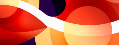 Renkli geometrik şekilli soyut arkaplan. Yuvarlak şekilli, daire ve çizgilerle çok güzel bir arka plan. Geometrik tasarım. Vektör illüstrasyonu