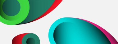 Soyut arkaplan. Minimum geometrik daireler ve koyu gölgeli yuvarlak şekiller. Duvar kağıdı afişi veya arkaplan için moda teknoloji iş şablonu