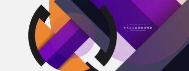 Geometrik şekiller bileşim soyut arkaplan. Çember çizgileri ve dikdörtgenler. Duvar kağıdı afişi veya iniş sayfası için vektör illüstrasyonu