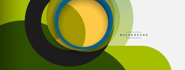 Çember ve yuvarlak şekiller soyut arkaplan. Duvar kağıdı afişi veya iniş sayfası için vektör illüstrasyonu