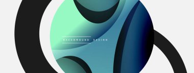 Yaratıcı geometrik duvar kağıdı. Asgari soyut arkaplan. Duvar kağıdı arkaplanı veya iniş sayfası için daire ve dalga kompozisyon vektör çizimi