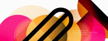 Yuvarlak üçgen çizgileri ve daireleri şekillendirir. Duvar kağıdı afişi arkaplanı veya iniş sayfası için Geometrik vektör çizimi