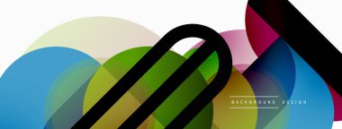 Yuvarlak üçgen çizgileri ve daireleri şekillendirir. Duvar kağıdı afişi arkaplanı veya iniş sayfası için Geometrik vektör çizimi