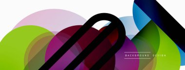 Yuvarlak üçgen çizgileri ve daireleri şekillendirir. Duvar kağıdı afişi arkaplanı veya iniş sayfası için Geometrik vektör çizimi