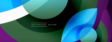 Renkli geometrik şekilli soyut arkaplan. Yuvarlak şekilli, daire ve çizgilerle çok güzel bir arka plan. Geometrik tasarım. Vektör illüstrasyonu
